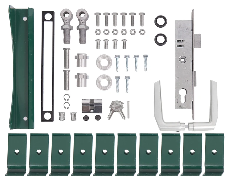 Alberts 678142 Accessory Set Flexo | for Single Door | 1400 to 2000 mm Height | Steel raw, galvanised Green Plastic Coated RAL 6005 - Image 1