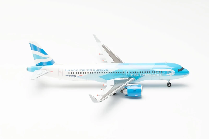 herpa 572392 Airbus A320neo British Airways BA Better World, Scale 1:500-Model Building Collector's, Minature Decoration, Airplane Without Pedastal, Metal Miniature Model, Multicoloured - Image 1