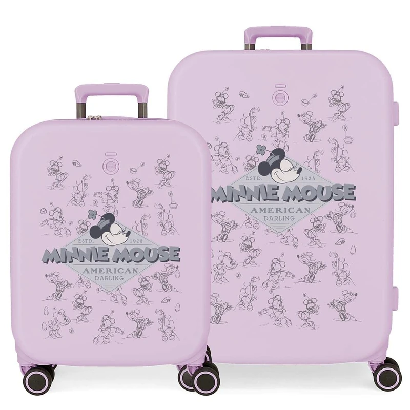 Disney Minnie Happiness Purple Suitcase Set 55/70 cm Rigid ABS Integrated TSA Closure 116L 7.54 kg 4 Double Wheels Hand Luggage