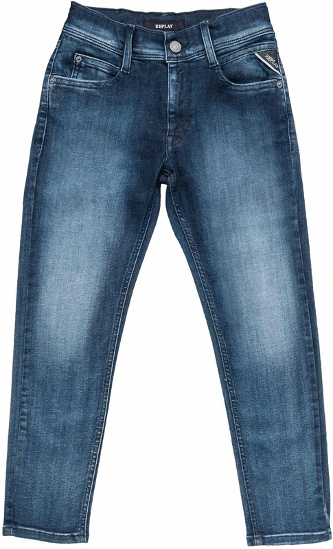 REPLAY Boy's SB9068 Power Stretch Jeans, 009 MEDIUM BLUE, 10 Jahre