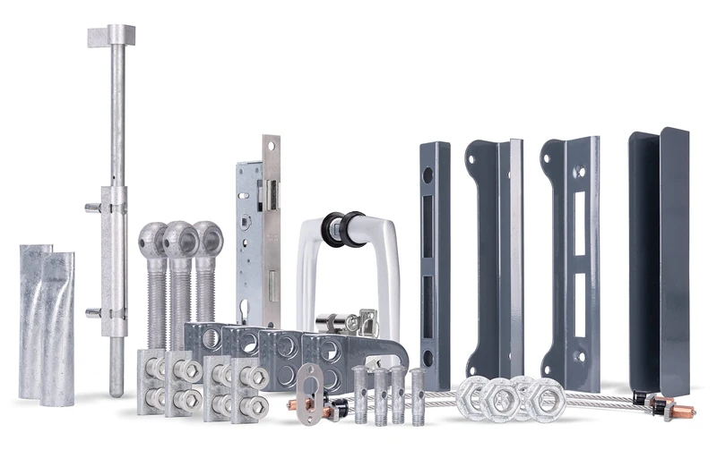 Alberts 652838 Accessory Set Flexo Plus | for Double Doors | Steel raw, hot-dip galvanised Anthracite Plastic Coated RAL 7016