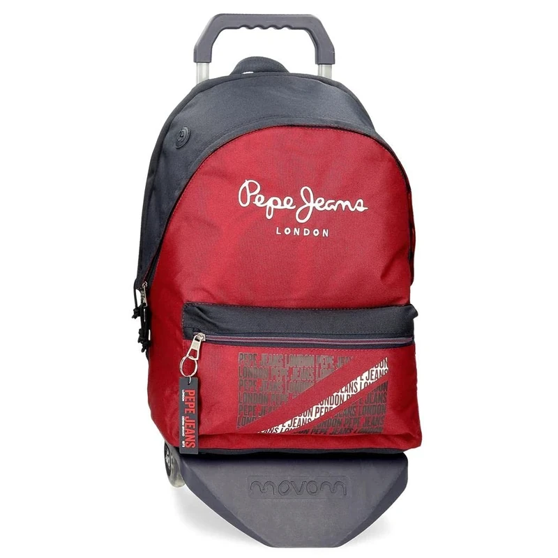 Pepe Jeans Clark Double Compartment Laptop Backpack with Trolley 15.6" Red 31x44x15 cms Polyester 23.87L
