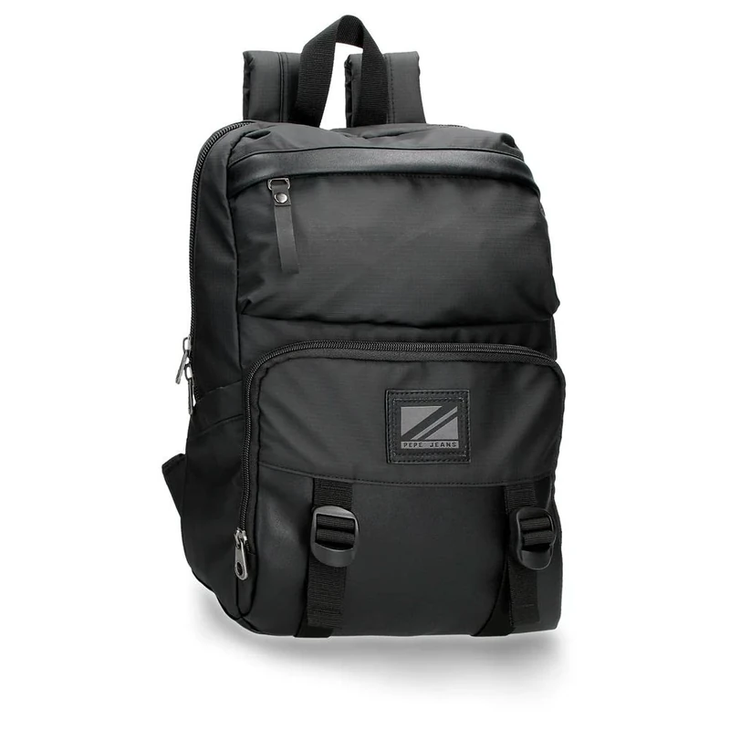 Pepe Jeans Straps Adaptable Laptop Backpack 13.3" Black 25x37x10 cm Polyester with Synthetic Leather details 9.25L