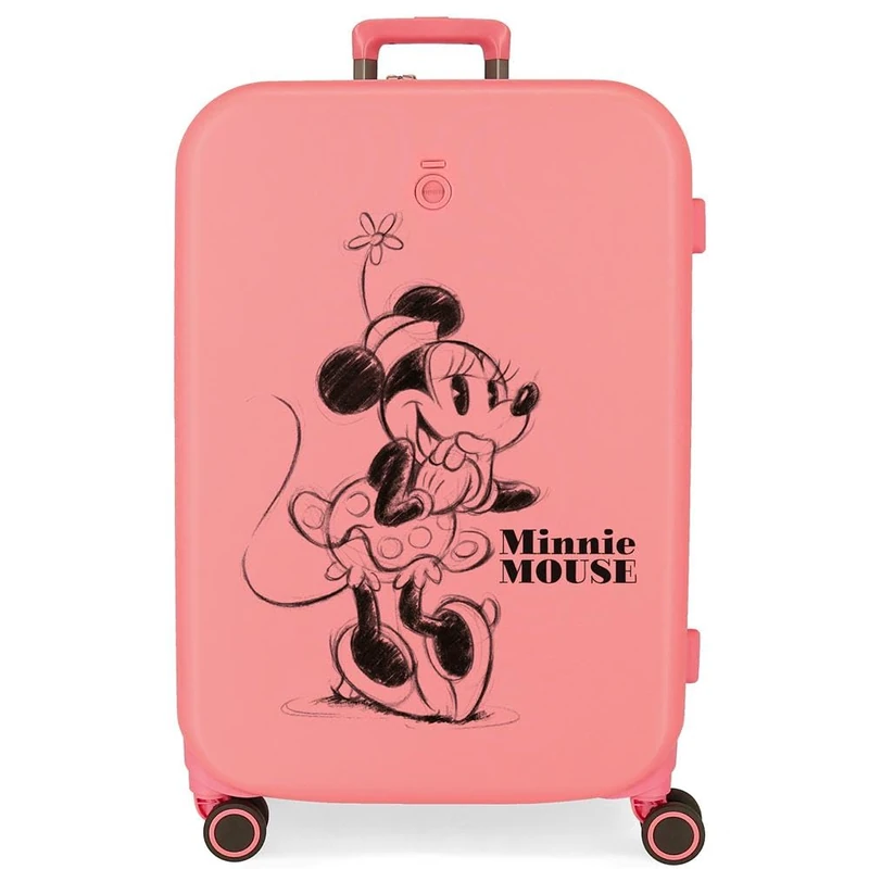 Disney Minnie Happiness Medium Pink Suitcase 48x70x28 cms Rigid ABS Integrated TSA lock 79L 4.32 kgs 4 Double wheels