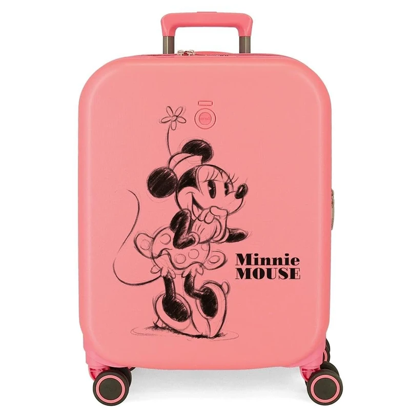 Disney Minnie Happiness Pink Cabin Suitcase 40x55x20 cm Rigid ABS Integrated TSA Closure 37L 3.22 kgs 4 Double Wheels Hand Luggage