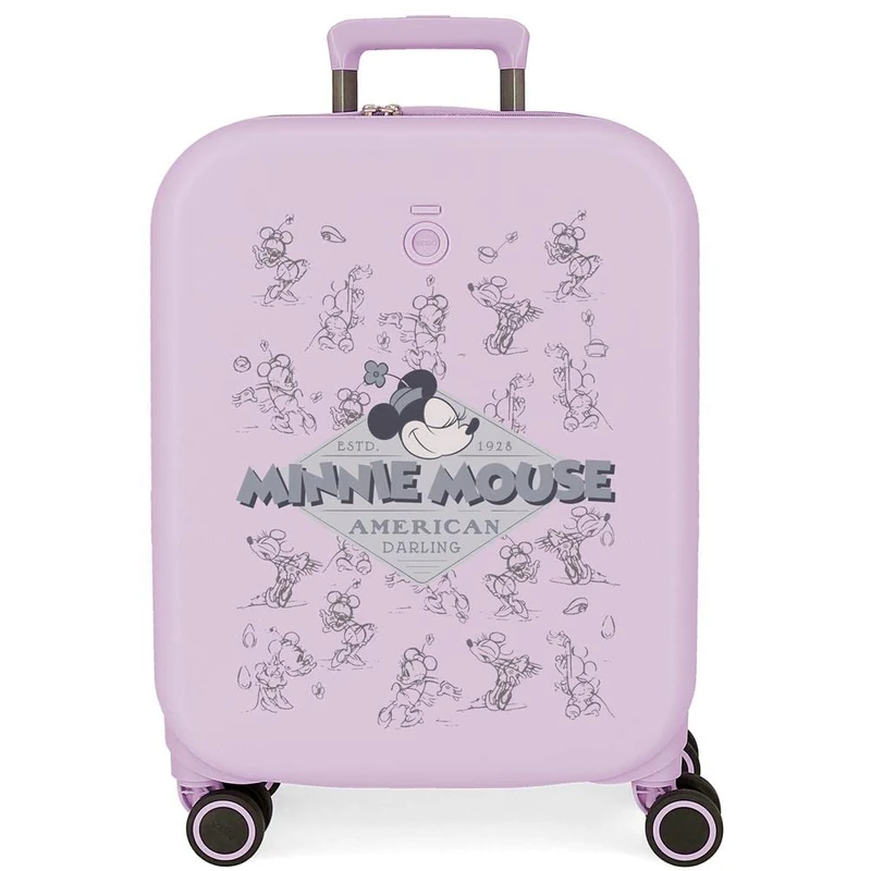 Disney Minnie Happiness Purple Cabin Suitcase 40x55x20 cm Rigid ABS Integrated TSA Closure 37L 3.22 kgs 4 Double Wheels Hand Luggage