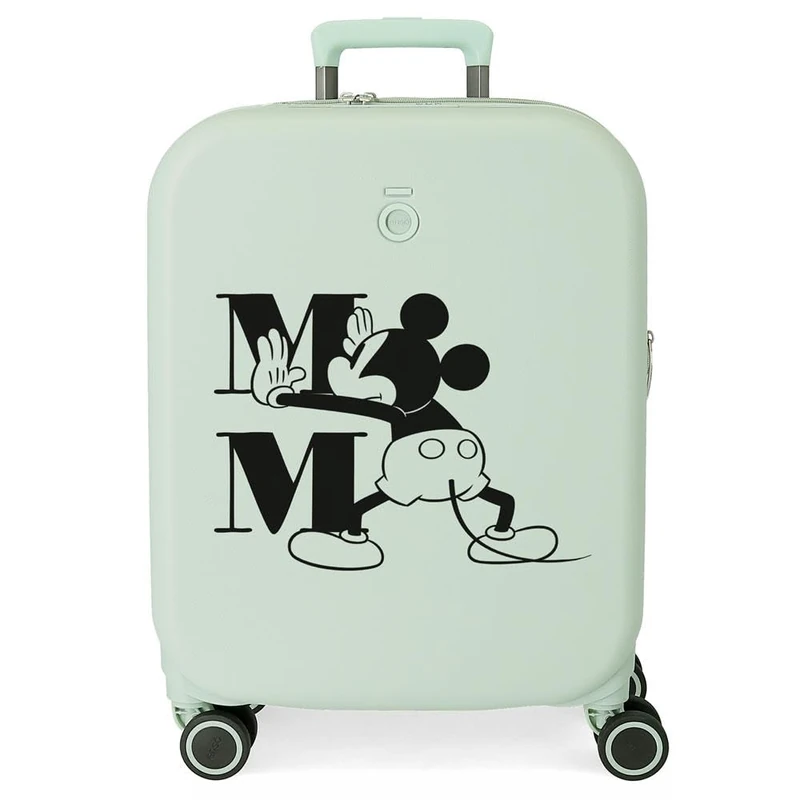 Disney Mickey Happiness Cabin Suitcase Green 40x55x20 cm Rigid ABS Integrated TSA Closure 37L 2.74 kgs 4 Double Wheels Expandable Hand Luggage