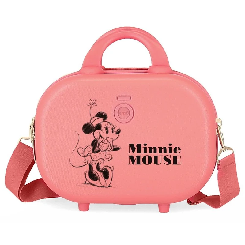 Disney Minnie Happiness Adaptable Toiletry Bag with Pink Shoulder Strap 29x21x15 cms Rigid ABS 9.14L 2.52 kgs