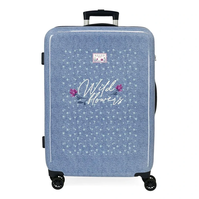 Movom Wild flowers Medium Suitcase Blue 45x68x26 cms Rigid ABS Side combination lock 70L 3 kgs 4 Double Wheels