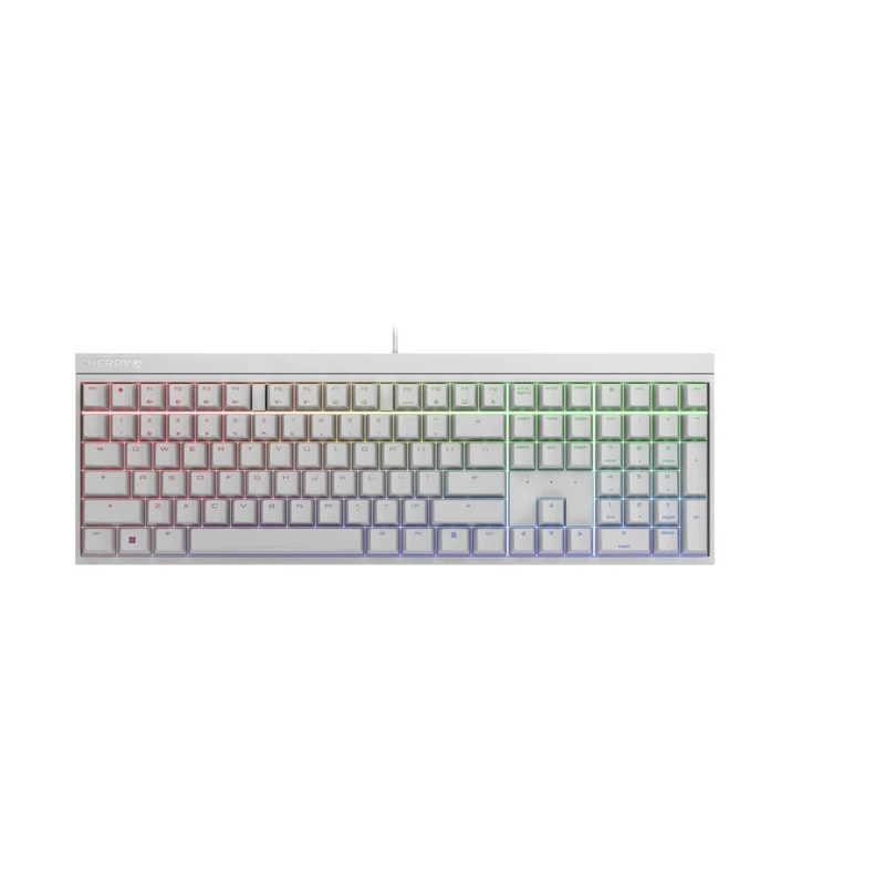 CHERRY MX 2.0S, Mechanical Gaming Keyboard with RGB Lighting, EU Layout (QWERTY), Wired, Designed in Germany, MX RED Switches, White