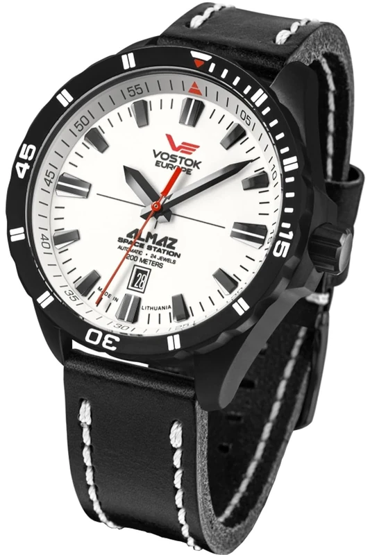 Vostok Europe Men's Analogue Automatic Watch with Leather Strap NH35-320C680, Black, Strap.