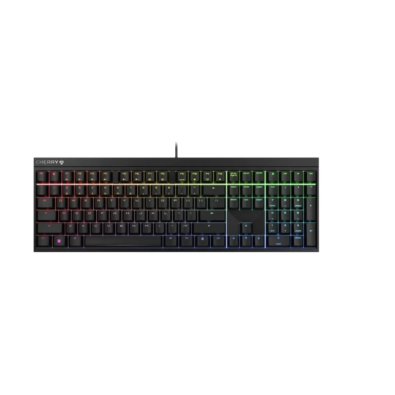 CHERRY MX 2.0S, Mechanical Gaming Keyboard with RGB Lighting, German Layout (QWERTZ), Wired, Designed in Germany, MX BLACK Switches, Black