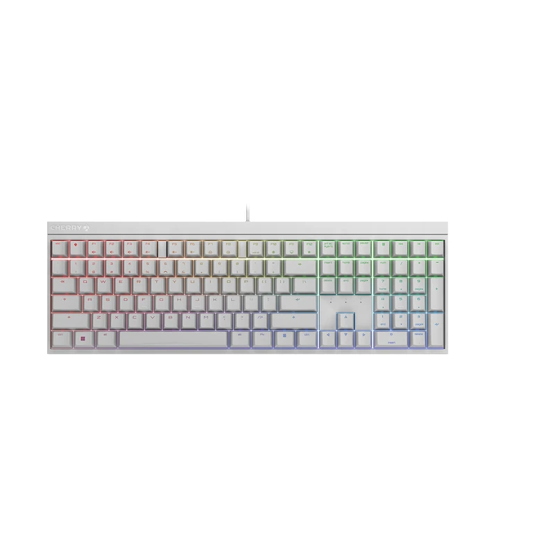 CHERRY MX 2.0S, Mechanical Gaming Keyboard with RGB Lighting, EU Layout (QWERTY), Wired, Designed in Germany, MX BROWN Switches, White - Image 1