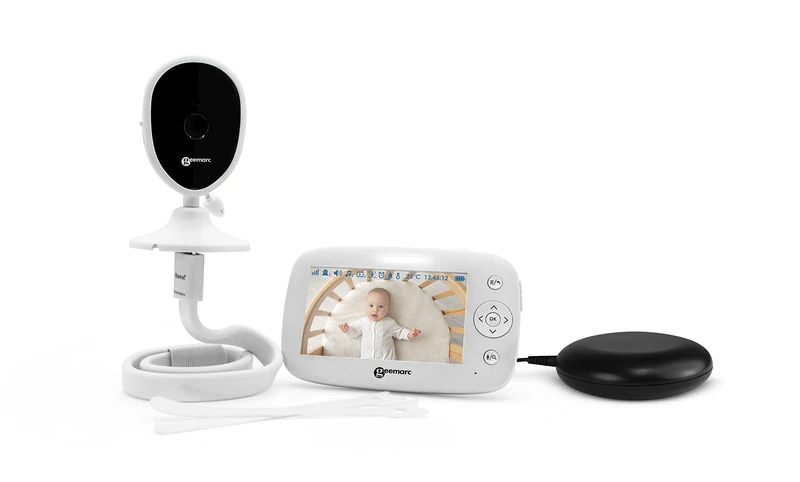 Geemarc Amplicall Sentinel Baby Monitor with Colour Screen and Two-Way Radio - Sound, Motion and Temperature Detector - Powerful 95dB Alarm and Vibrating Cushion - FR Version
