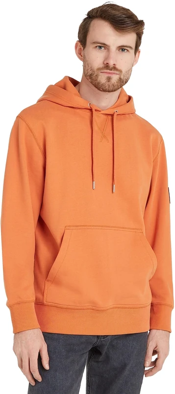 Calvin Klein Jeans Men Hoodie Badge, Orange (Burnt Clay), M