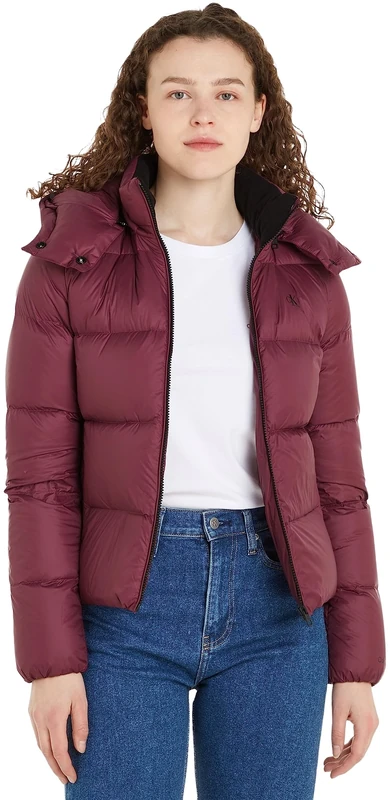 Calvin Klein Jeans Women Down Jacket Archetype Short Puffer Winter, Purple (Amaranth), XS