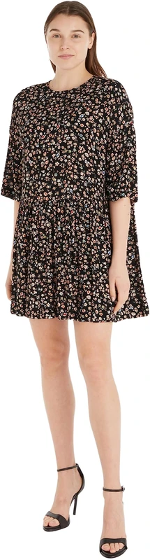 Tommy Jeans Women's A Line Floral Dress Elegant, Multicolor (Floral Aop), S