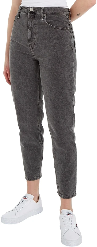 Tommy Jeans Women's Mom Jean Uhr Tpr Dg4071 Denim Pants, Denim Black, 28W / 32L