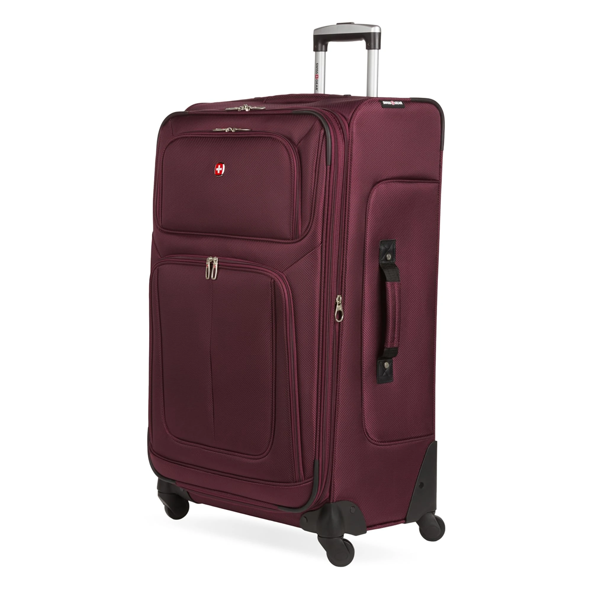 SwissGear Sion Softside Expandable Roller Luggage, Merlot, Checked-Medium 25-Inch, Sion Softside Expandable Luggage