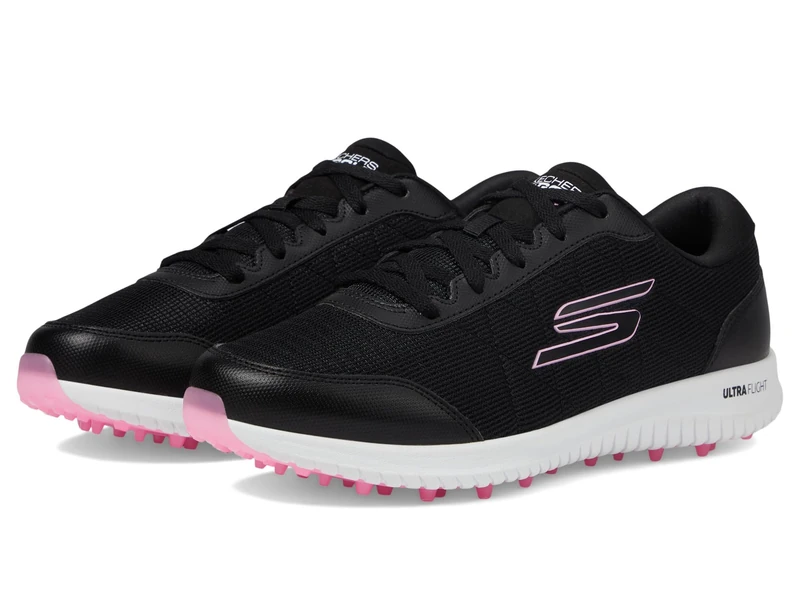 Skechers Women's Max Fairway 4 Spikeless Golf Shoe Sneaker, Black/Pink, 8.5
