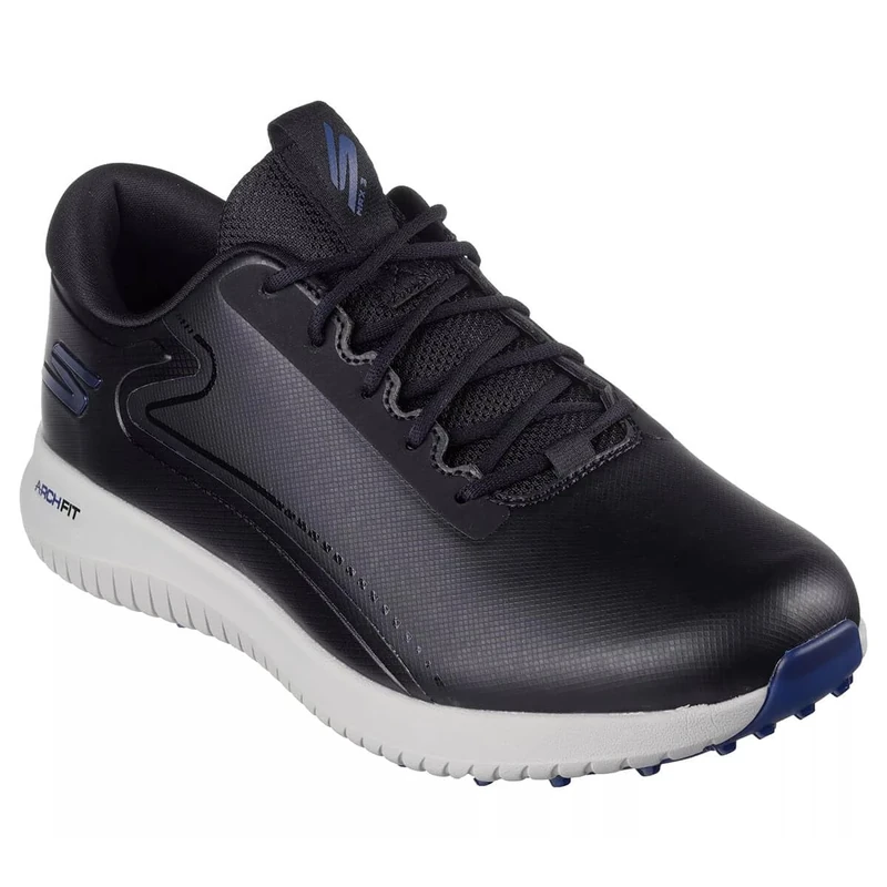 Skechers Men's Max 2 Arch Fit Waterproof Spikeless Golf Shoe Sneaker, Black/Grey, 7.5 UK Wide