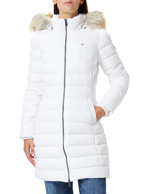 Tommy Jeans Women's Essential Down-Filled Coat Winter, White (White), XXS