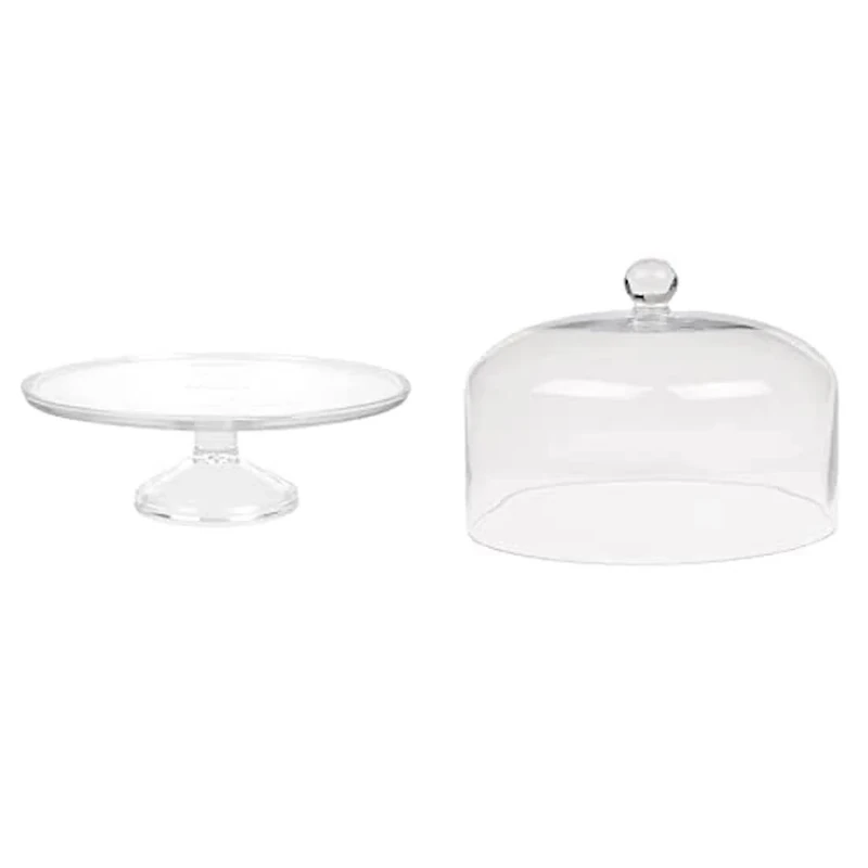 Olympia Glass Cake Stand Base for Dome CS014-305x95mm 12x 3 3/4" & Olympia Glass Cake Stand Dome for Base CS013-285x200mm 11 1/5x 7 9/10"