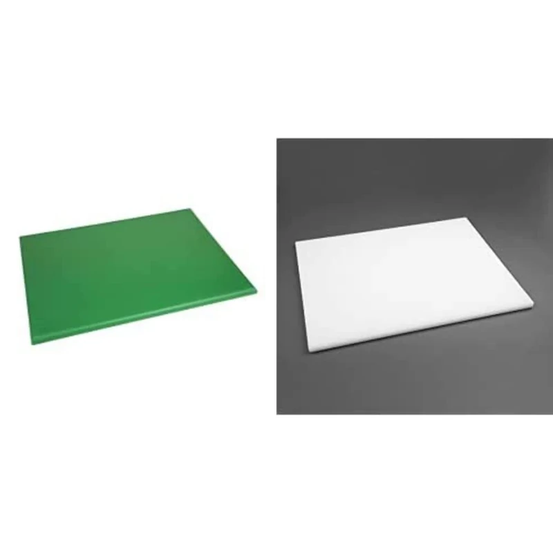 Hygiplas High Density Chopping Board Green - 24x18x1 & Hygiplas Low Density Chopping Board White - 600x450x20mm