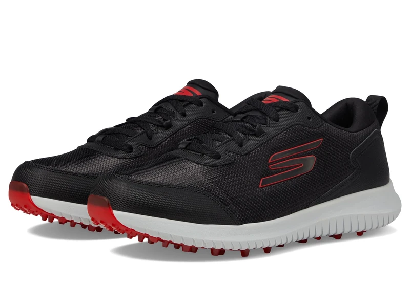 Skechers Men's Max Fairway 4 Lightweight Spikeless Golf Shoe, Black/Red, 11 Wide