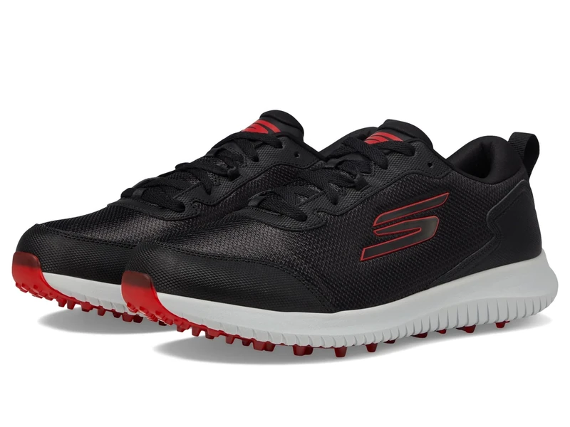 Skechers Men's GO Golf MAX Fairway 4 Sneaker, Black Synthetic/Textile/Red Trim, 12 UK