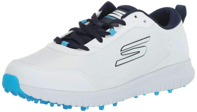 Skechers Men's Max Fairway 4 Lightweight Spikeless Golf Shoe Sneaker, White/Navy, 6.5 UK Wide