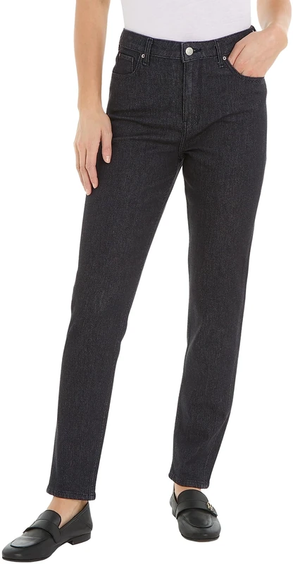 Tommy Hilfiger Women's Jeans Tapered Stretch, Black (Liz), 33W / 32L