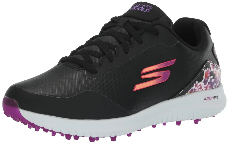 Skechers Women's Go Golf Max Arch Fit Spikeless Golf Shoe Trainers, Black Floral Pattern Waterproof, 6.5 UK