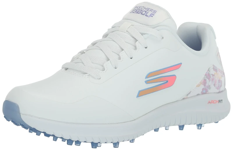 Skechers Women's Max Arch Fit Golf Shoe Sneaker, White Floral Waterproof, 3.5 UK