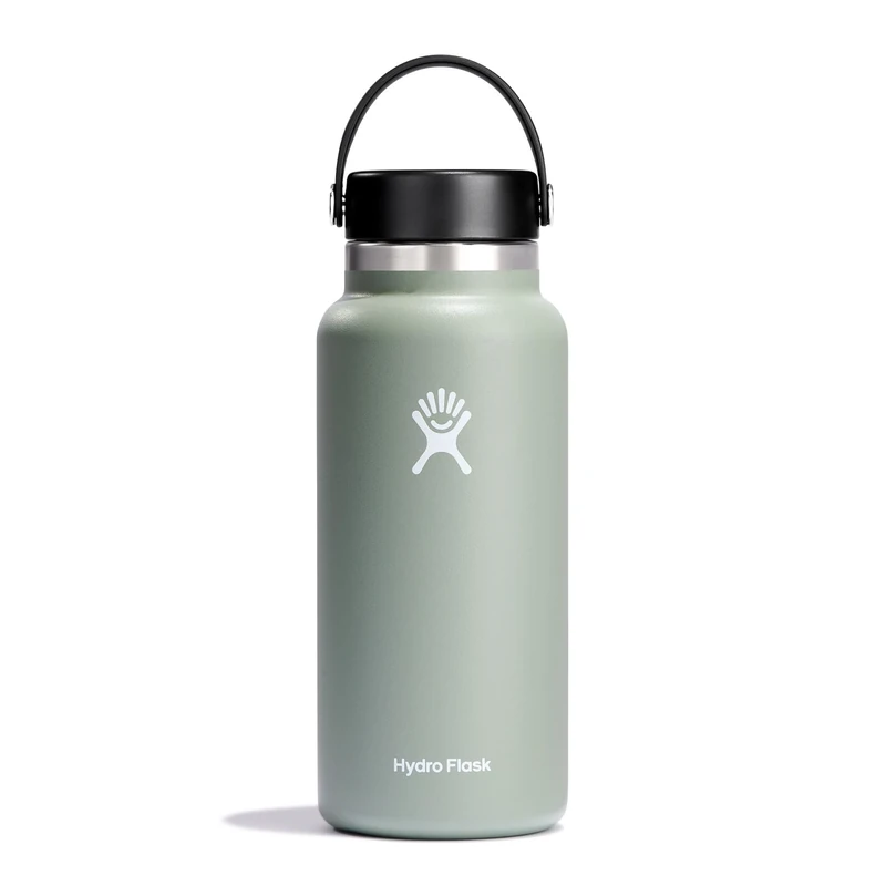 Hydro Flask - Water Bottle 946 ml (32 oz) - Vacuum Insulated Stainless Steel Water Bottle with Leak Proof Flex Cap and Powder Coat - Wide Mouth - Agave