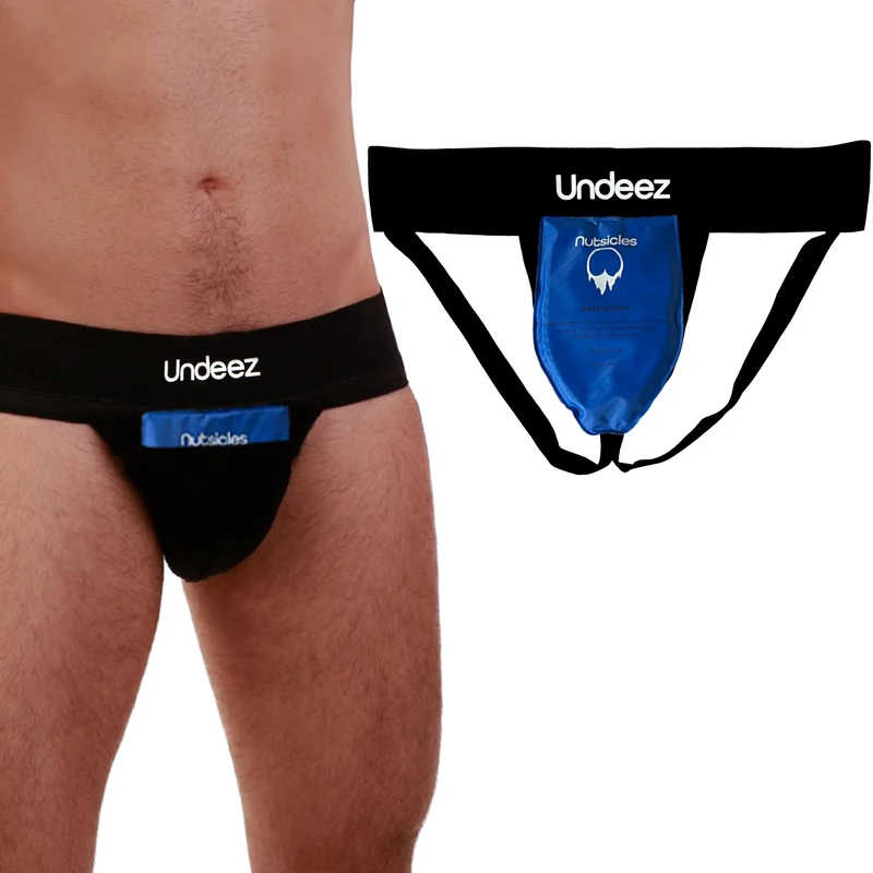 Undeez Vasectomy Jockstrap Underwear - With 2-Custom Fit Ice Packs and Snug Jockstrap For Testicular Support & Pain Relief, Black, XL - Image 1