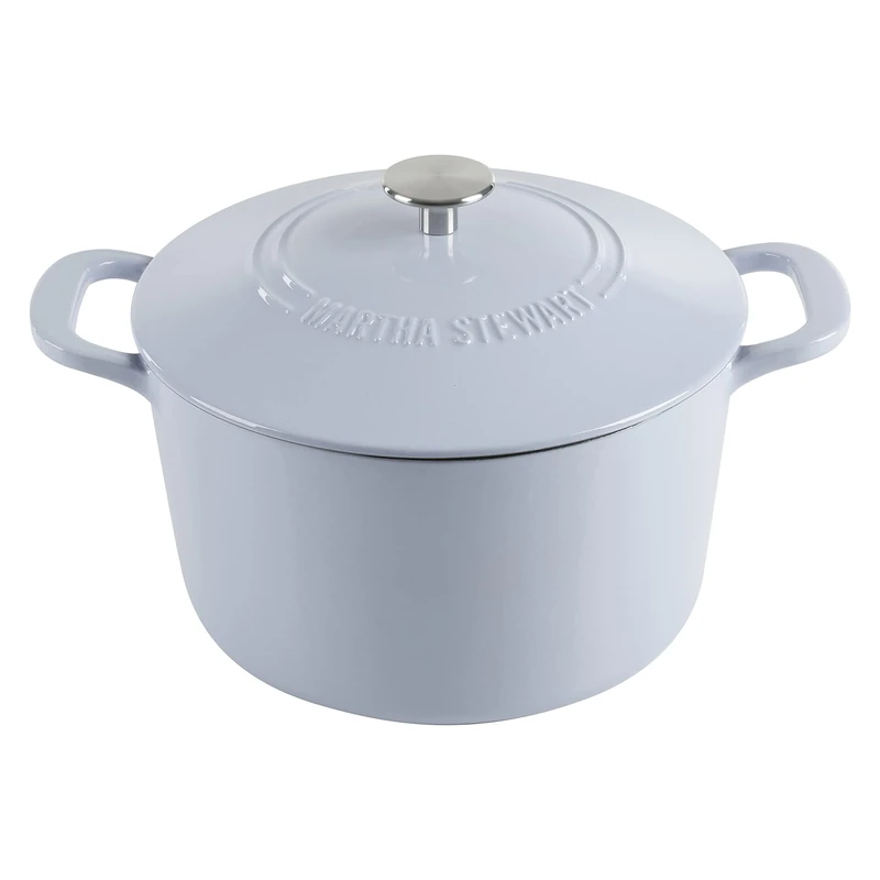 MARTHA STEWART Gatwick 7 QT Enamel Cast Iron Dutch Oven, Lavender