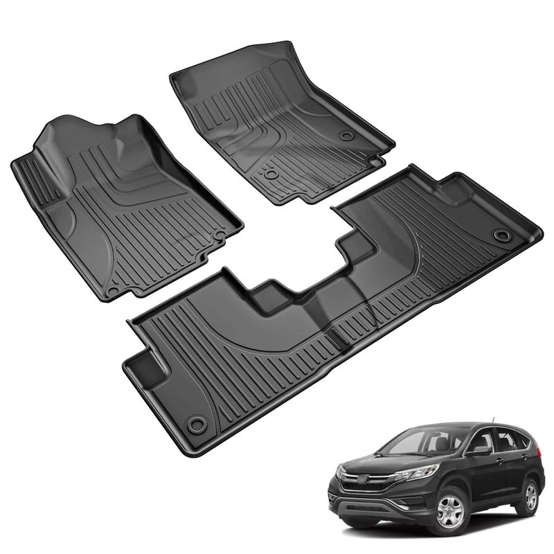 TTX LIGHTING Floor Mats for Honda CR-V CRV 2012 2013 2014 2015 2016 LX, SE & EX Include Front and Rear Row Liner TPE Automotive Floor Mats All Weather Protector Mat Black