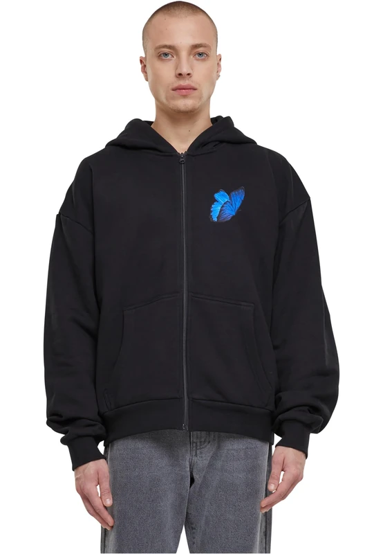 MT Upscale Mister Tee Le Papillon Unisex Sweatshirt Jacket Heavy Oversize Zip Hoody Black S, black, S