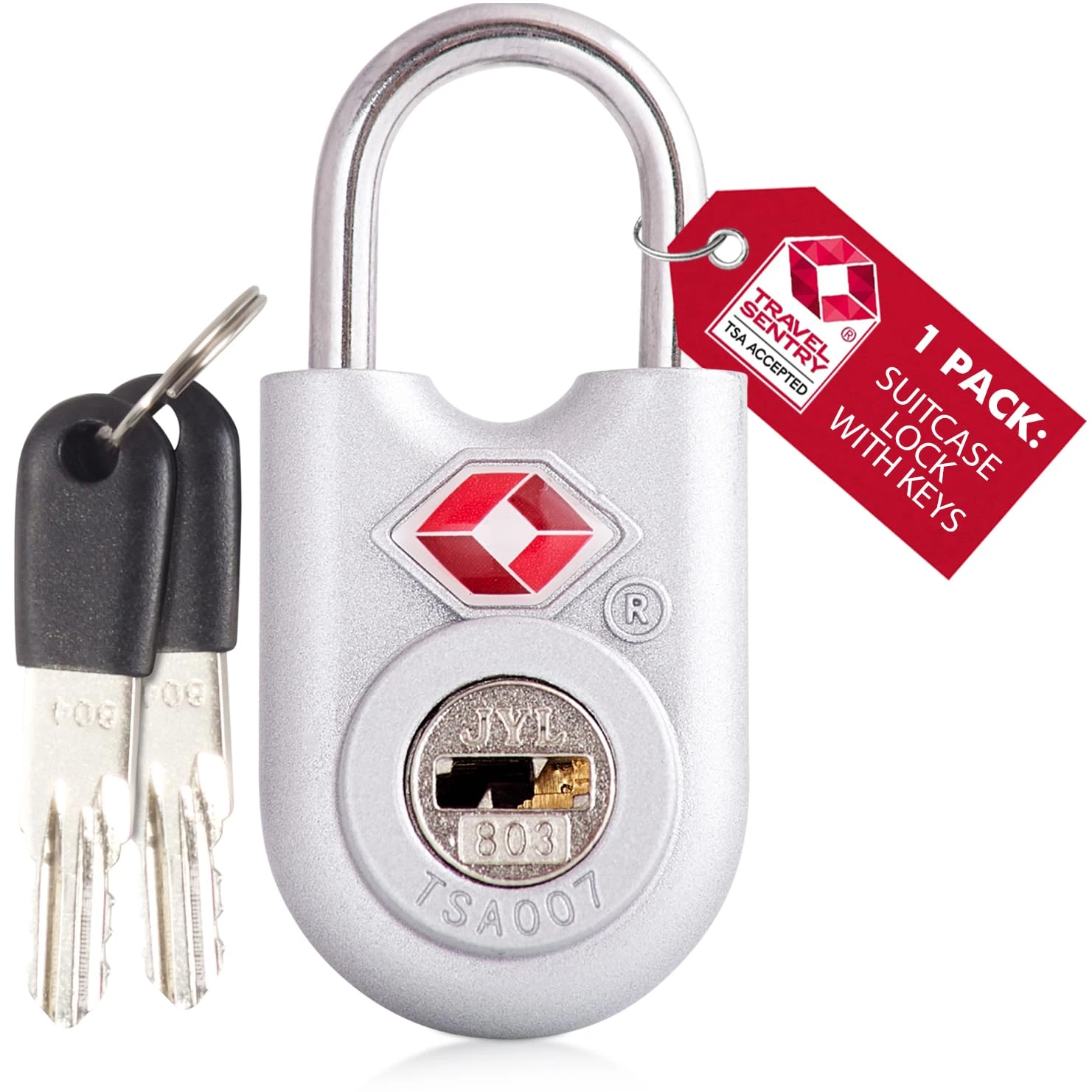 OW-Travel TSA Approved Luggage Locks Suitcase Locks with Keys (1 Pack Silver) Travel Padlock Bag Small Padlock. Luggage Padlocks for Suitcases. Mini TSA Suitcase Padlocks with Keys for Bags and Cases