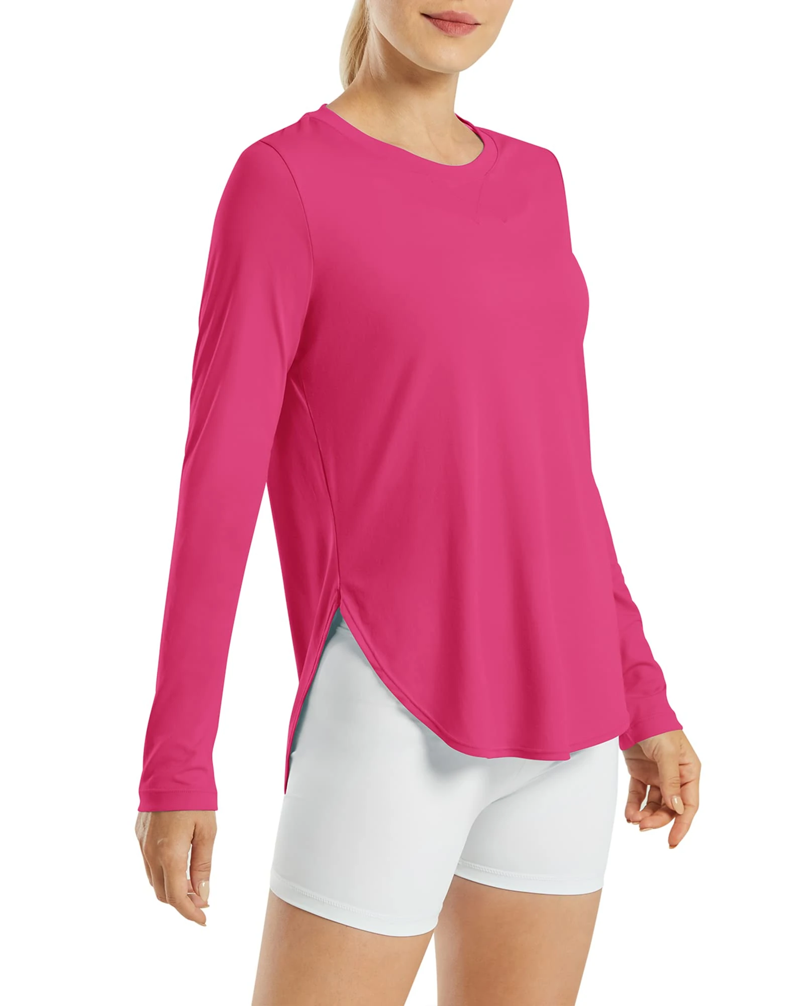 G4Free Women's Activewear Shirts UPF 50+ UV Sun Protection T-Shirts Long Sleeve Tops Workout Outdoor Gym Hiking Quick Dry Lightweight Shirts Hot Pink