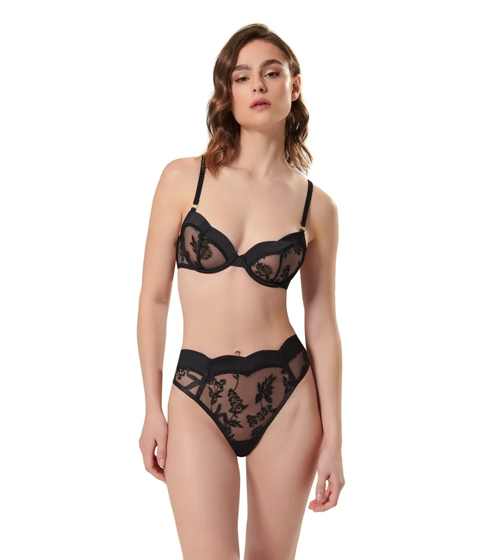 Bluebella Cassandra High-Waist Thong Black UK 14 (US Size 10/LG), Black, 10