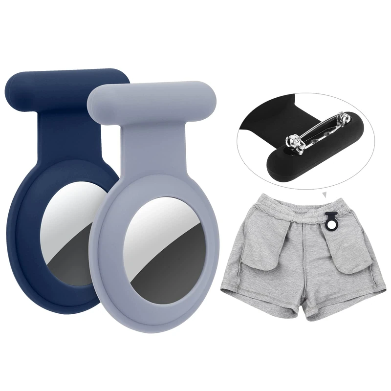 WALLFID AirTag Case Hidden for Apple AirTags,Silicone Case for Kids Elderly Clothing,Can be well hidden (Blue-Grey)