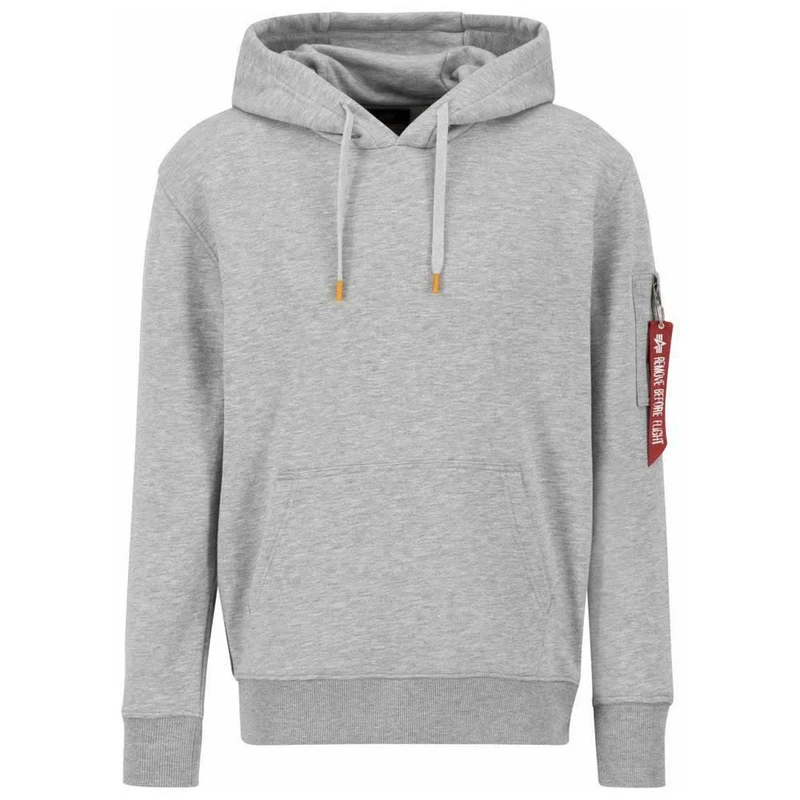Alpha Industries R Print Hoody Hooded Sweat for Men Grey Heather