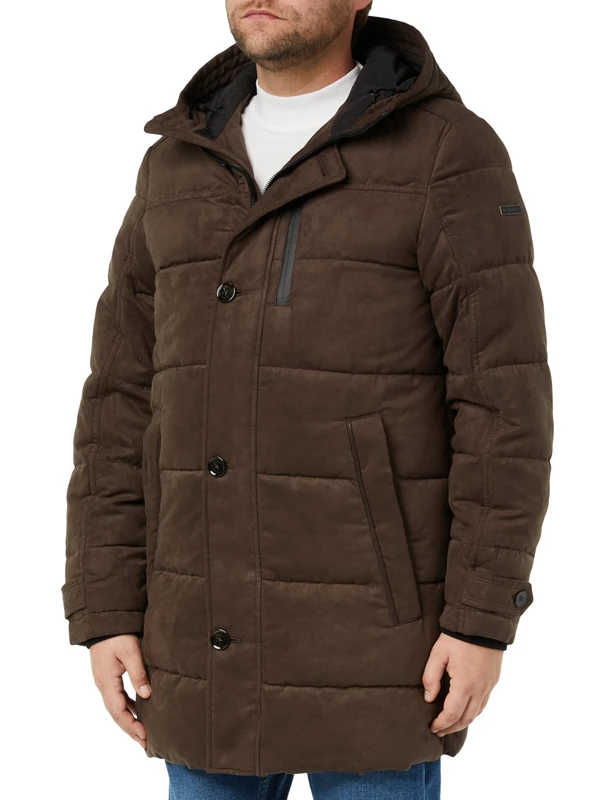 Bugatti Men's Brown Quilted Suede Parka - Microma