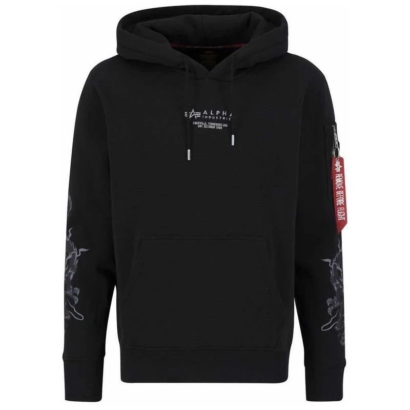 Alpha Industries Dragon EMB Hoody Hooded Sweat for Men Black/Black