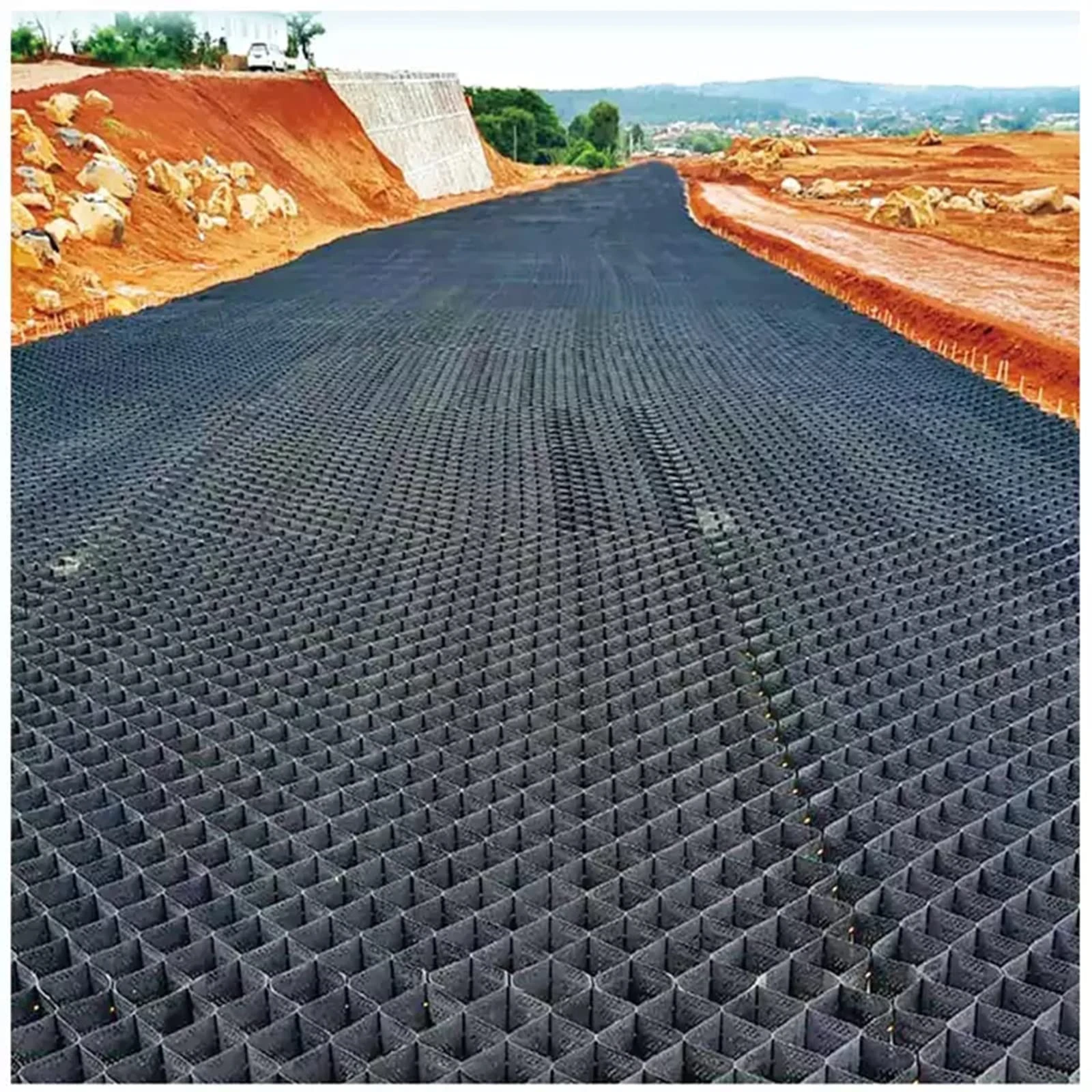 Gravel Pavers for Driveway, Honeycomb Pavement Base Support Geo-Grid, 2" Thick Ground Grid Used for Camper Pad, Plastic Shed Base, Incline/ Soil Steep Grade ( Color : WxL , Size : 600cm x 1000cm (236i