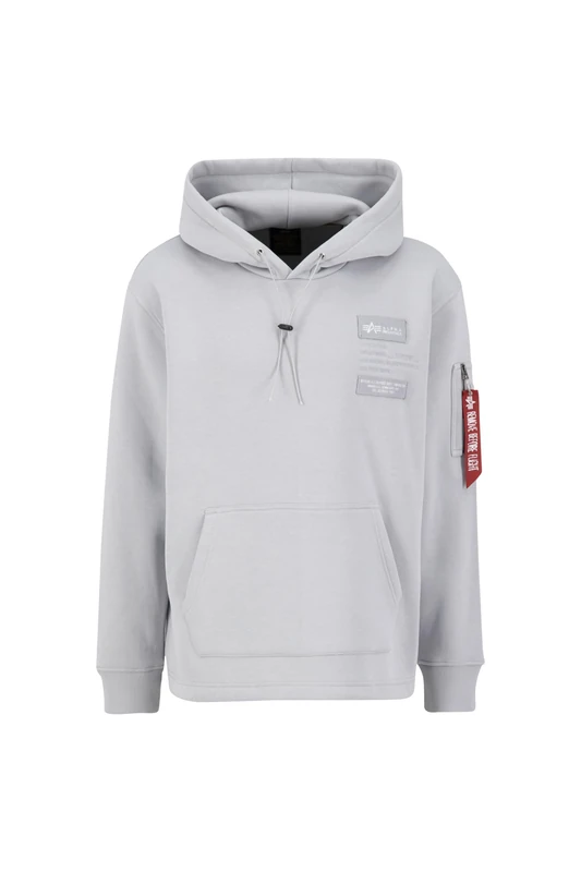 Alpha Industries Men's Patch LF Hoodie Hooded Sweatshirt, Pastel Grey, XXL