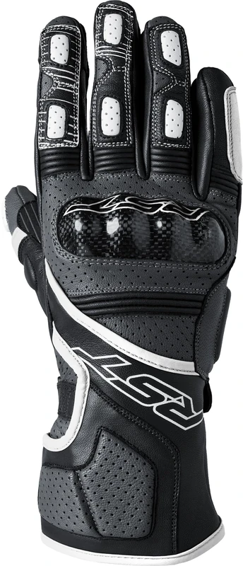 RST Fulcrum CE Perforated Leather Sports Motorcycle Gloves (Grey, White, Black, L)
