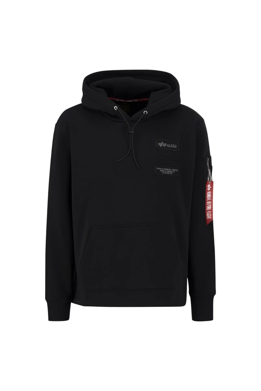 ALPHA INDUSTRIES Men's Patch Hoody Lf Polo Sweater, 03-Black, XXXL - Image 1